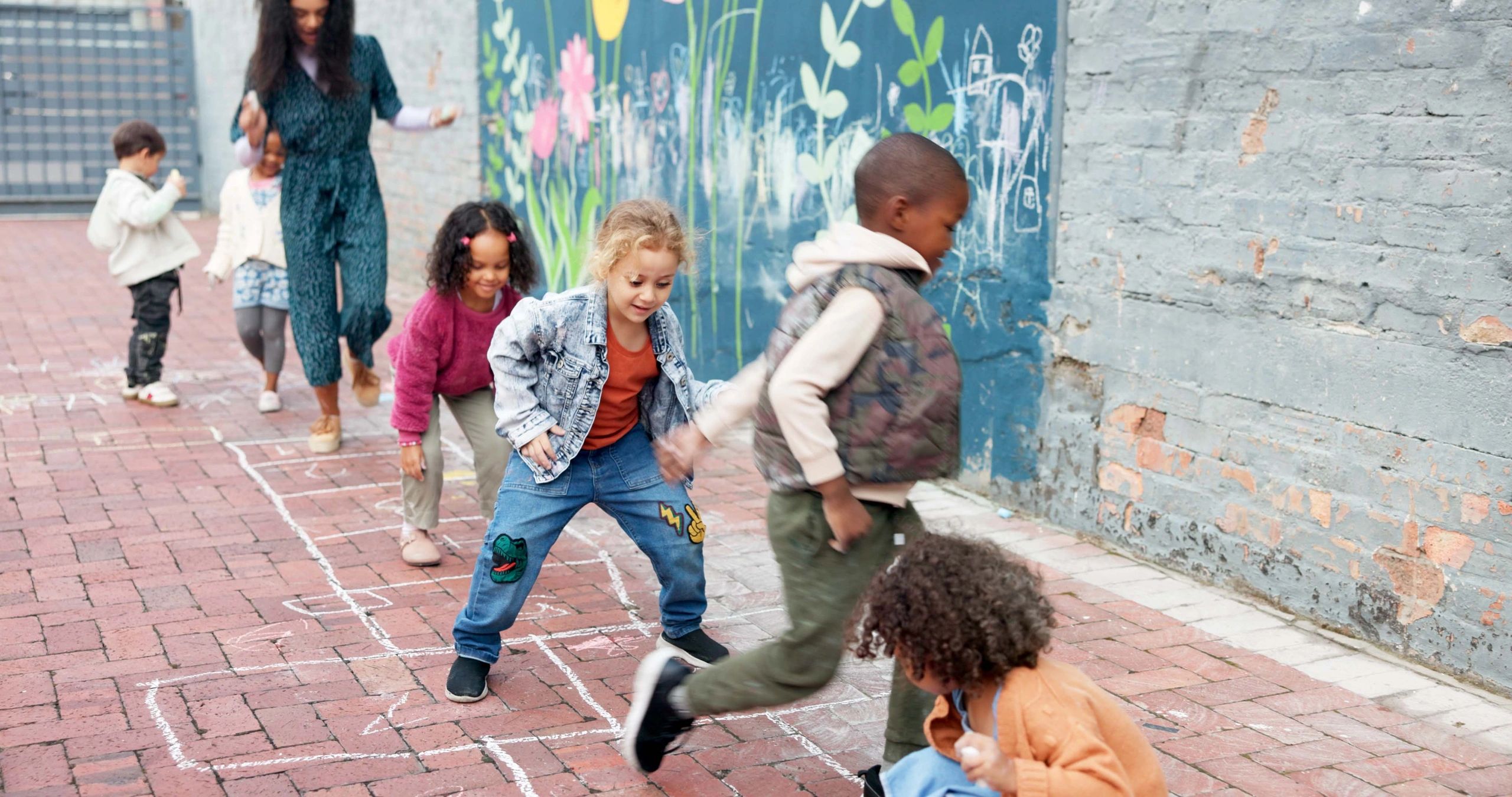 Outdoor group games at daycare