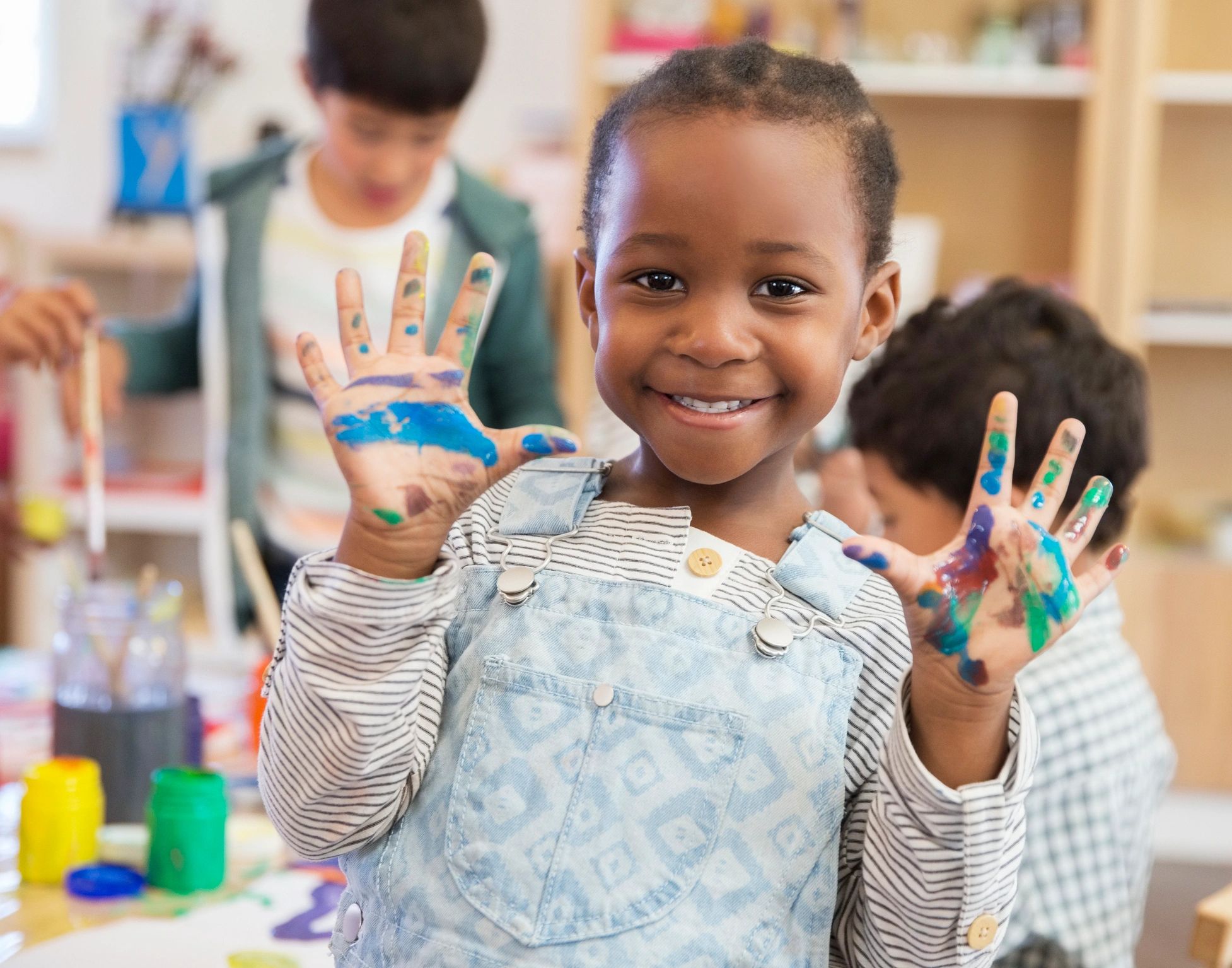 happy children in daycare classroom